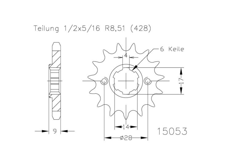 Kettenritzel, 13 Zähne