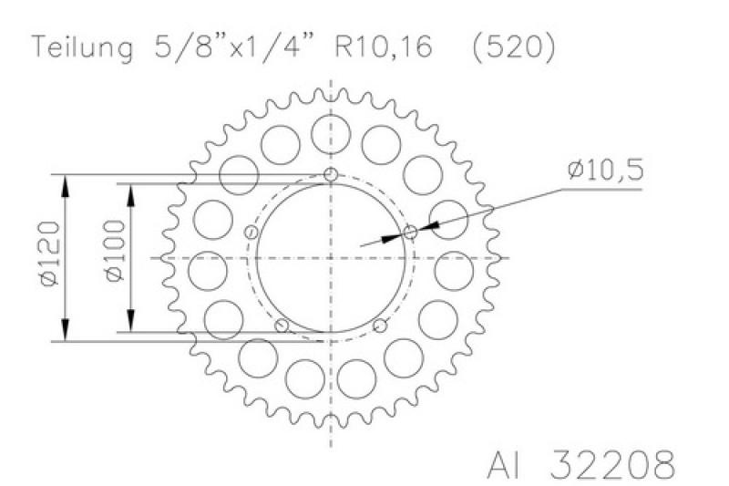 Alu-Kettenrad, 47 Zähne