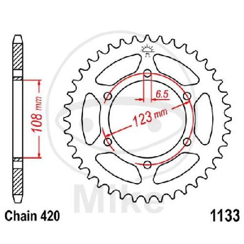Kettenrad, 53Z, Teil.: 420, Innen Ø : 108, Lochkr.: 123
