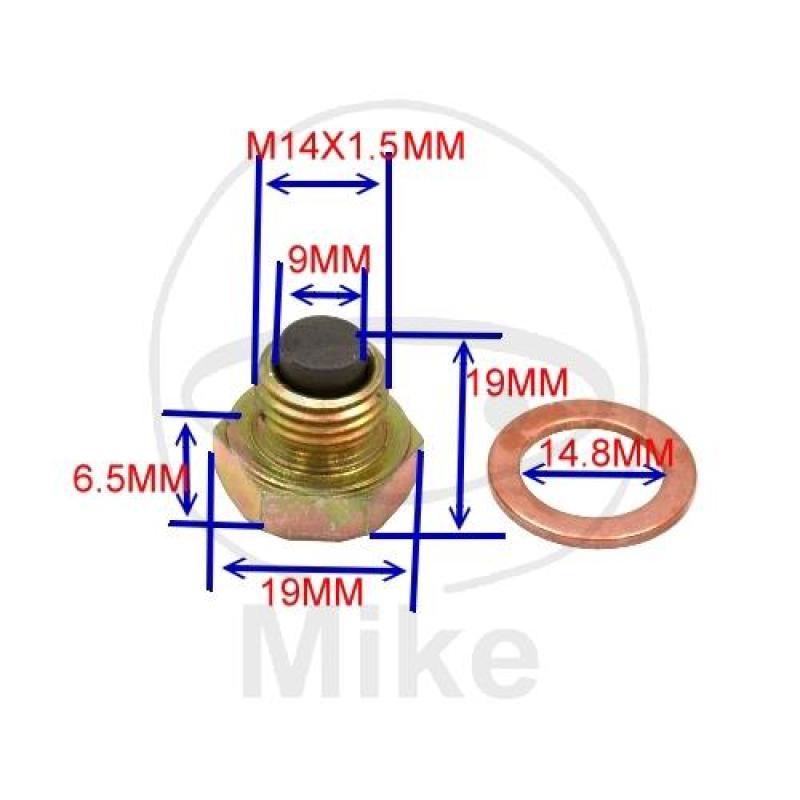 Ölablassschraube, magnetisch,, M14X1.50 mit Dichtring, JMP