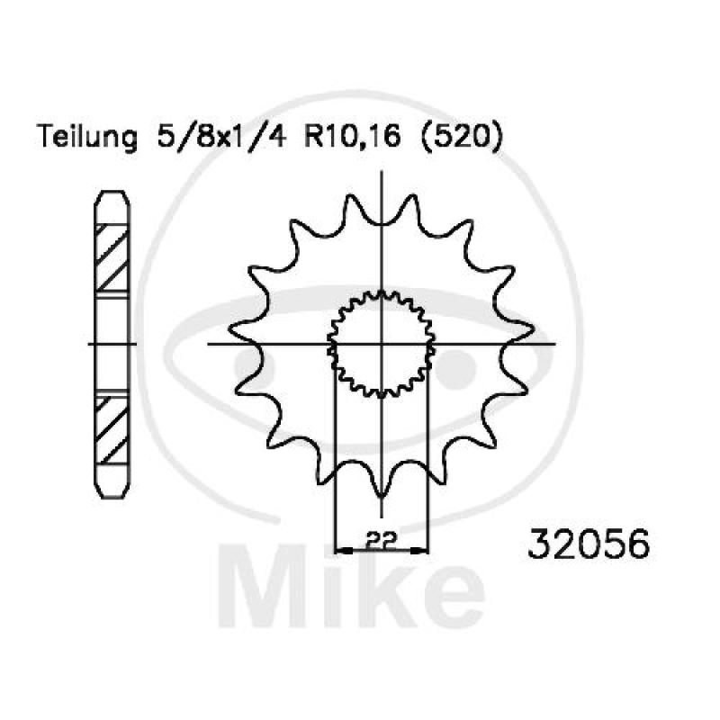 Ritzel, 12Z, Teil.: 520, feinverzahnt, Innen Ø : 22/24