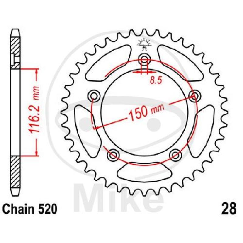 Kettenrad, 42Z, Teil.: 520, Innen Ø : 116, Lochkr.: 150