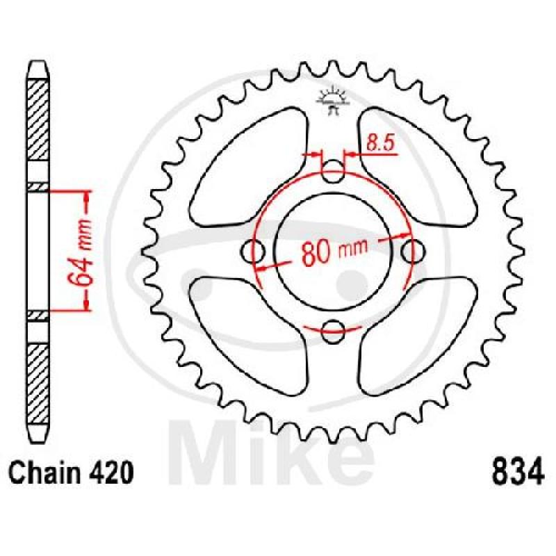 Kettenrad, 35Z, Teil.: 420, Innen Ø : 064, Lochkr.: 080