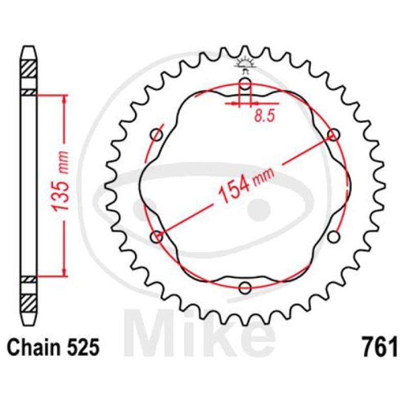 Alu-Kettenrad, 38Z, Teil.: 525 silber, für Kettenradträger 7585029