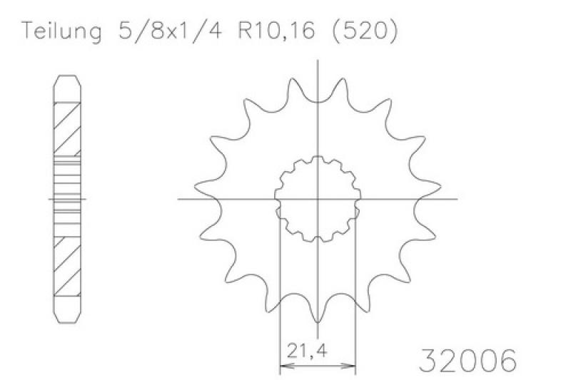 Kettenritzel, 13 Zähne