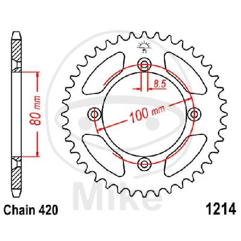 Kettenrad, 36Z, Teil.: 420, Innen Ø : 080, Lochkr.: 100