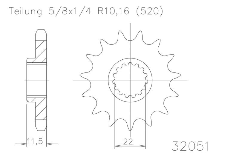 Kettenritzel, 13 Zähne