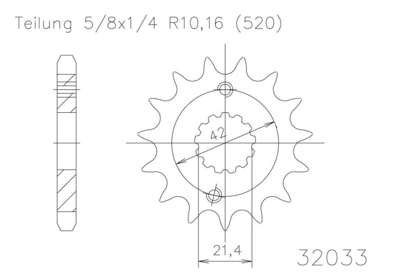 Kettenritzel, 14 Zähne