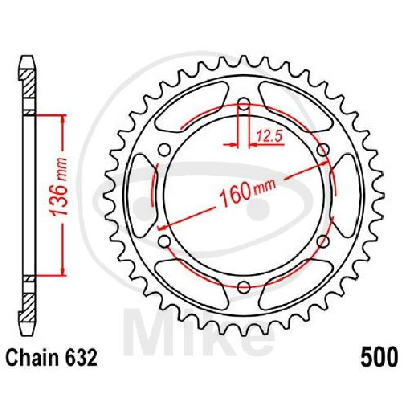 Kettenrad, 40Z, Teil.: 632, Innen Ø : 136, Lochkr.: 160