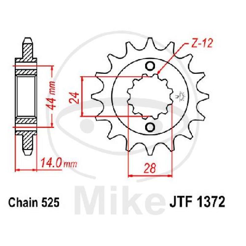 Ritzel, 17Z, Teil.: 525, feinverzahnt, Innen Ø : 24/28