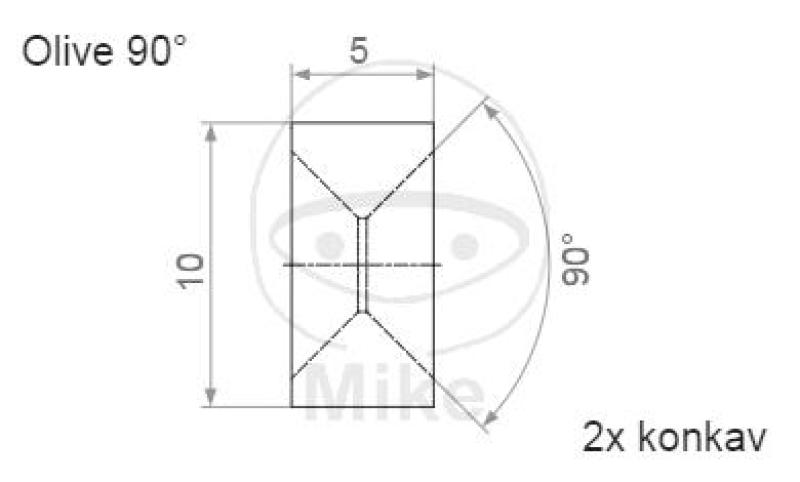 Olive, 2 x Konkav 90° Durchmesser 10 mm, TYP010