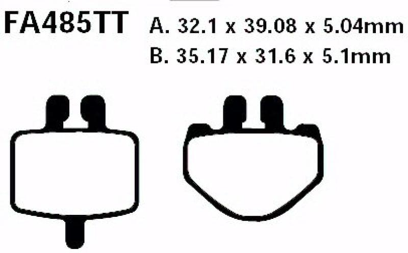 Bremsbelag - Satz Redstuff TT Carbon/Grafit (organisch) (EBC), FA485TT