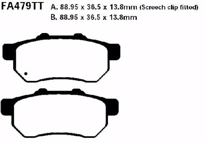 Bremsbelag - Satz Redstuff TT Carbon/Grafit (organisch) (EBC), FA479TT