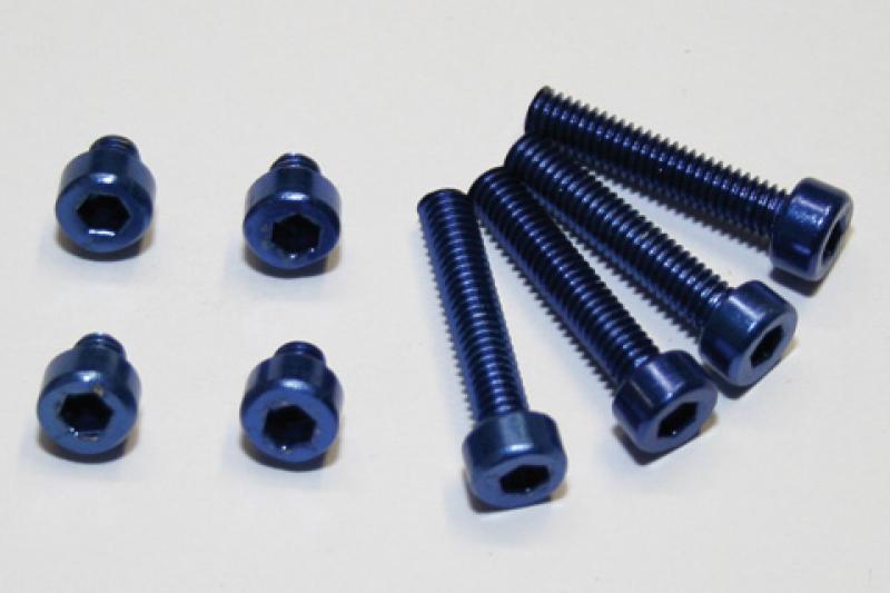 Aluminium screw set M4 blue anodized