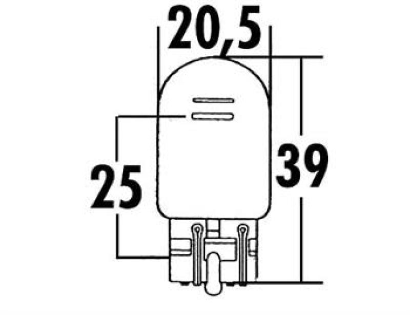 W21/5W, Glassockel-Glühlampe 12V 21/5W W3x16Q