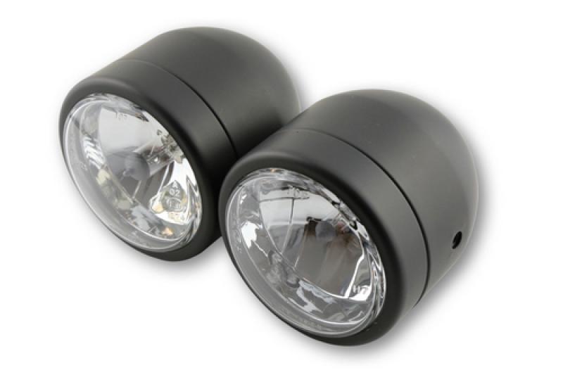 Twin headlight shiny black, 90 mm