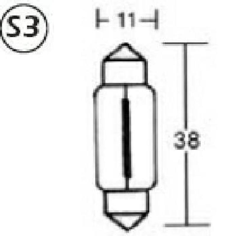 Soffitten Birne, 6V, Leist.: 10W, Masse: 11 X 38 (Stk.)