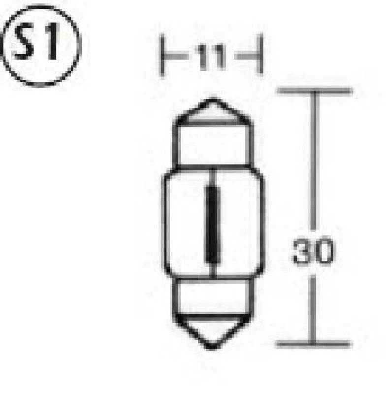 Soffitten Birne, 6V, Leist.: 10W, Masse: 11 X 30 (Stk.)