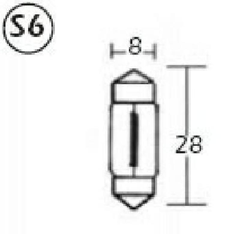 Soffitten Birne, 12V, Leist.: 3W, Masse: 8 X 28 (Stk.)