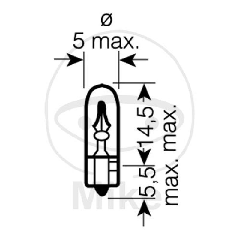 Glühlampe, 12V2W W2X4.6D GLASS