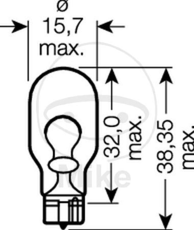 Glühlampe, 12V 16W W2.1X9.5D