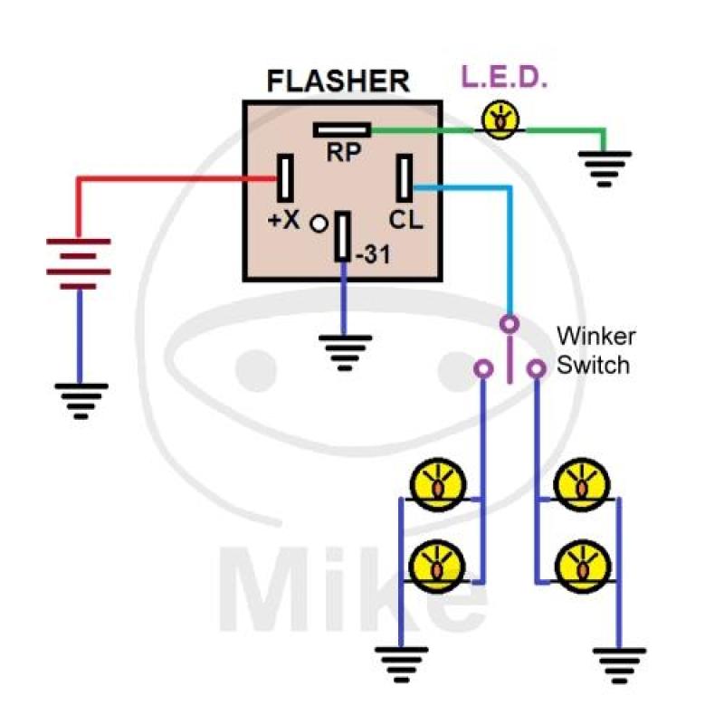 Blinkrelais, elektrisch, 12V, 4-polig, JMT