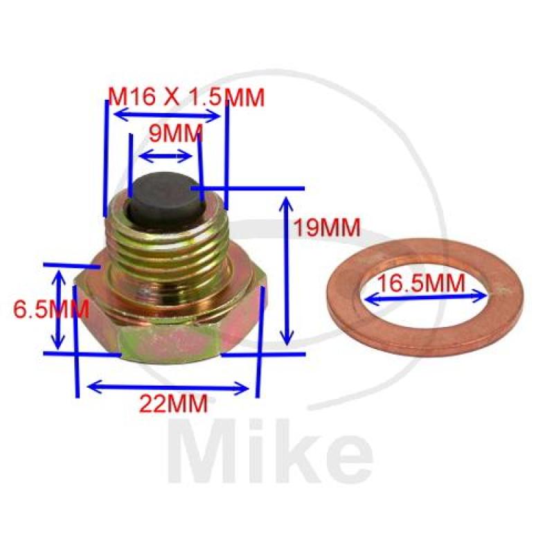 Ölablassschraube, magnetisch,, M16X1.50 mit Dichtring, JMP