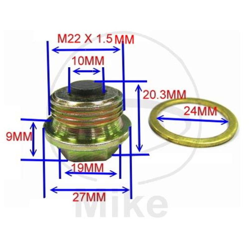 Ölablassschraube, magnetisch,, M22X1.50 mit Dichtring, JMP