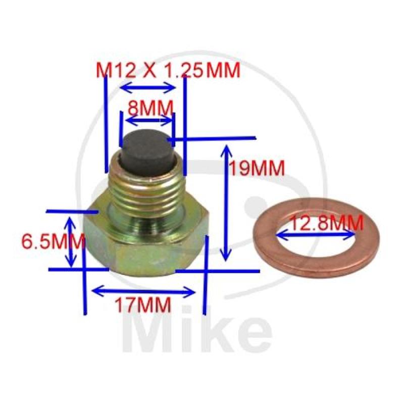 Ölablassschraube, magnetisch,, M12X1.25 mit Dichtring, JMP