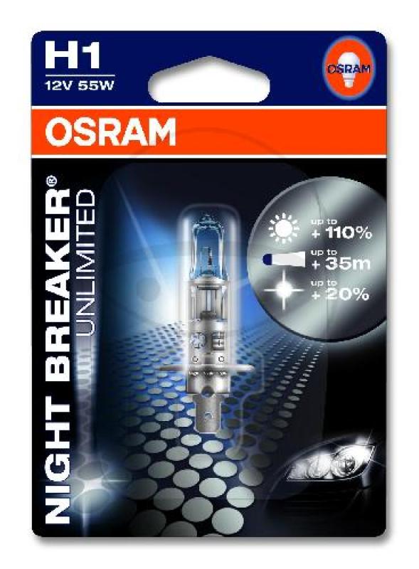 Glühlampe, H1 12V55W 1er Blister, Night Breaker Unlimited