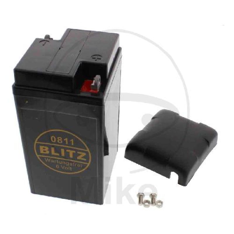 Motorradbatterie, Blitz, 0811 Gel schwarz 6V, mit Deckel