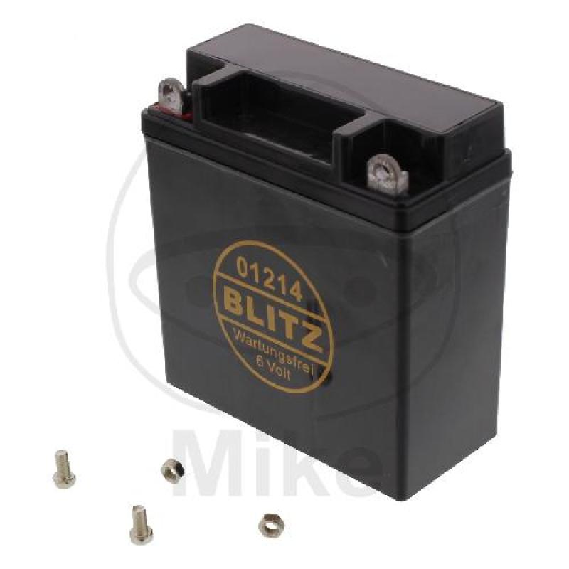 Motorradbatterie, Blitz, 01214 Gel schwarz 6V, ohne Deckel