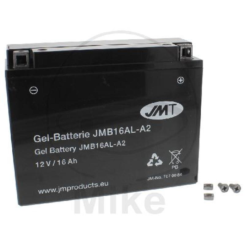 Motorradbatterie, JMT, Gelbatterie, YB16AL-A2