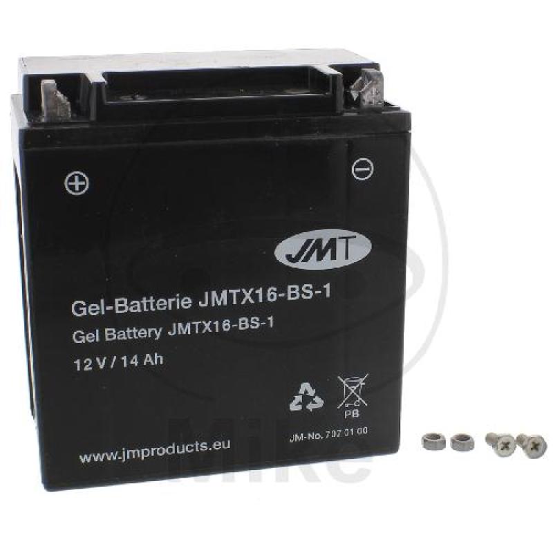 Motorradbatterie, JMT, Gelbatterie, YTX16-BS-1