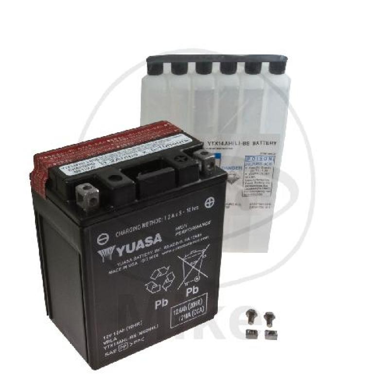 Motorradbatterie, Yuasa, wartungsfrei, YTX14AHL-BS