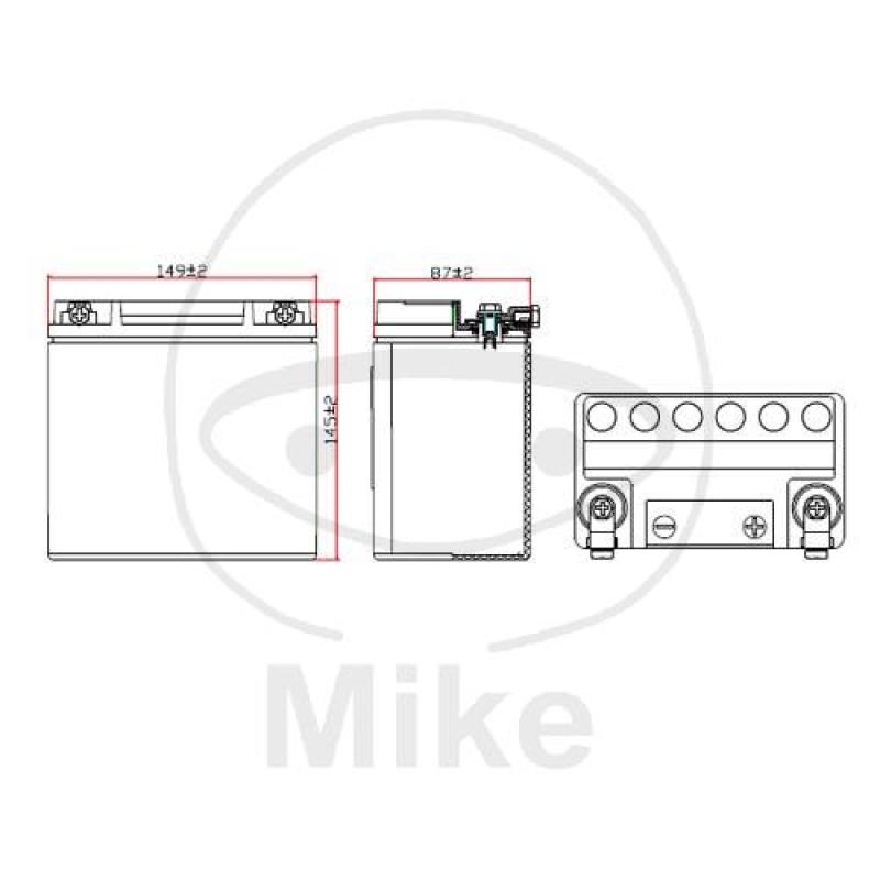 Motorradbatterie, JMT, wartungsfrei, VTB-3 V-Twin