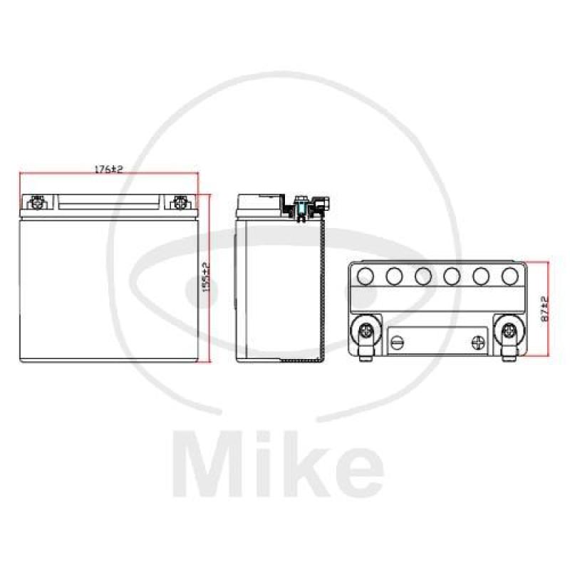 Motorradbatterie, JMT, wartungsfrei, VTB-1 V-Twin