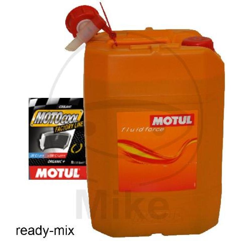 Kühlmittel Motocool Factory Line, 20 Ltr., Motul, rot, Ready Mix, mit integriertem Ablasshahn