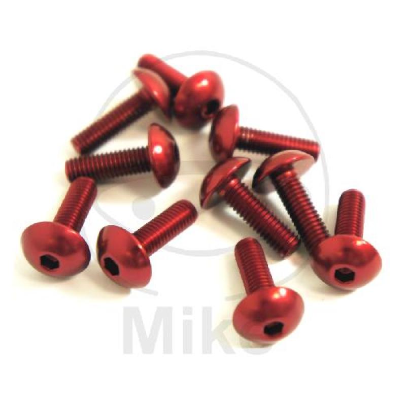 Linsenschraube-Satz, M5X0,8, 16 mm, Alu rot, Pro Bolt