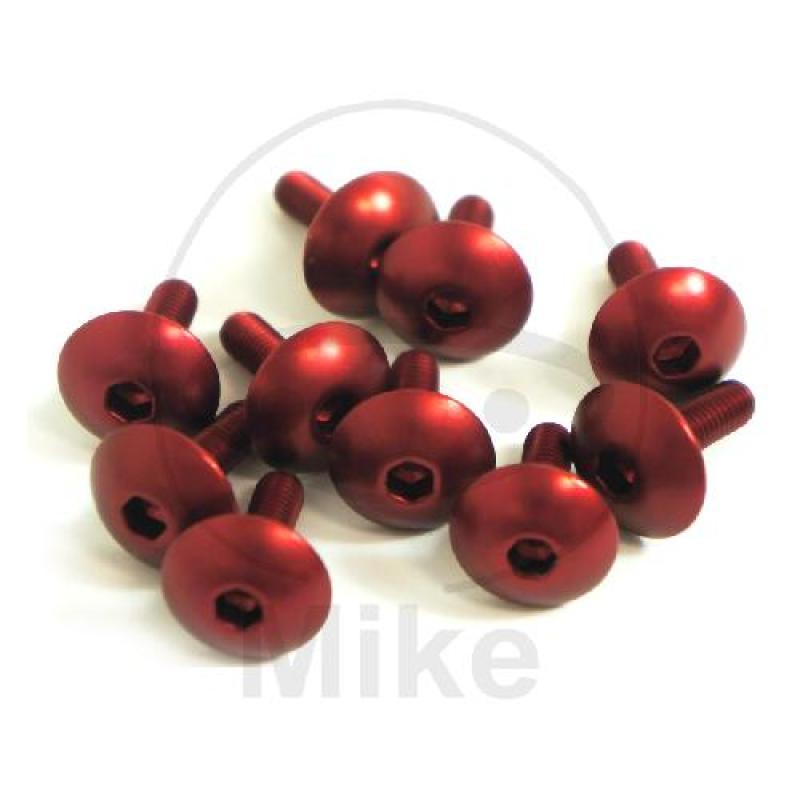 Linsenschraube-Satz, M5X0,8, 16 mm, Alu rot, Pro Bolt