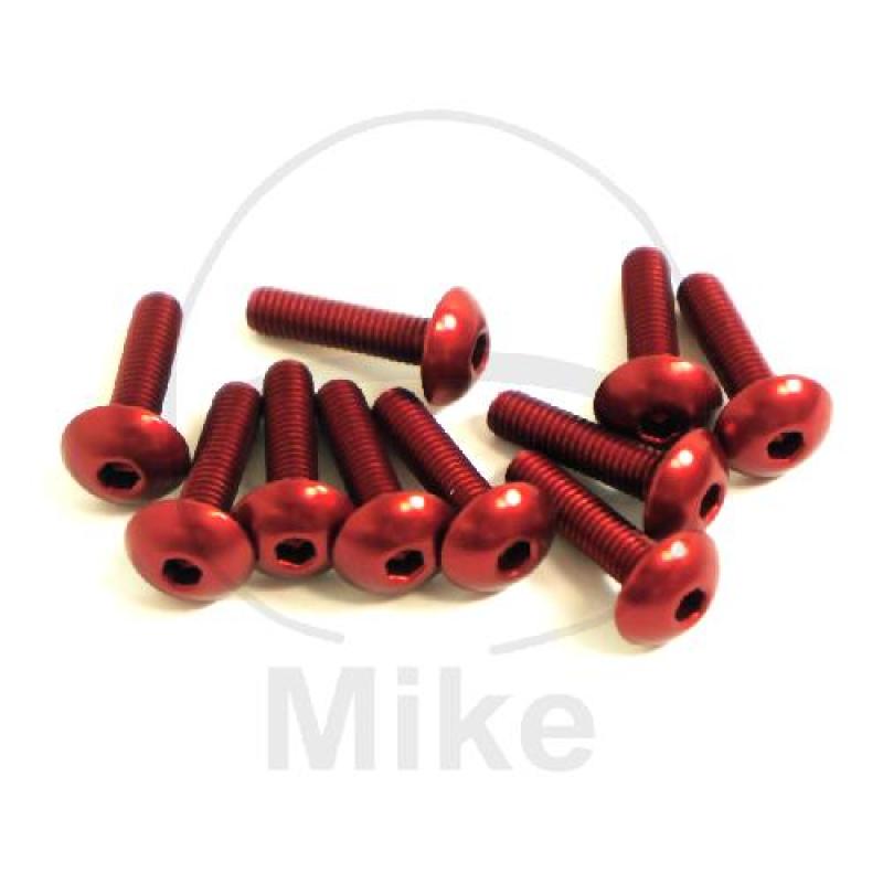 Linsenschraube-Satz, M5X0,8, 20 mm, Alu rot, Pro Bolt