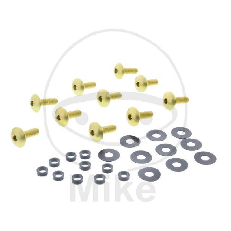 Linsenschraube-Satz, M6X1,00, 20 mm, Alu gold, Pro Bolt