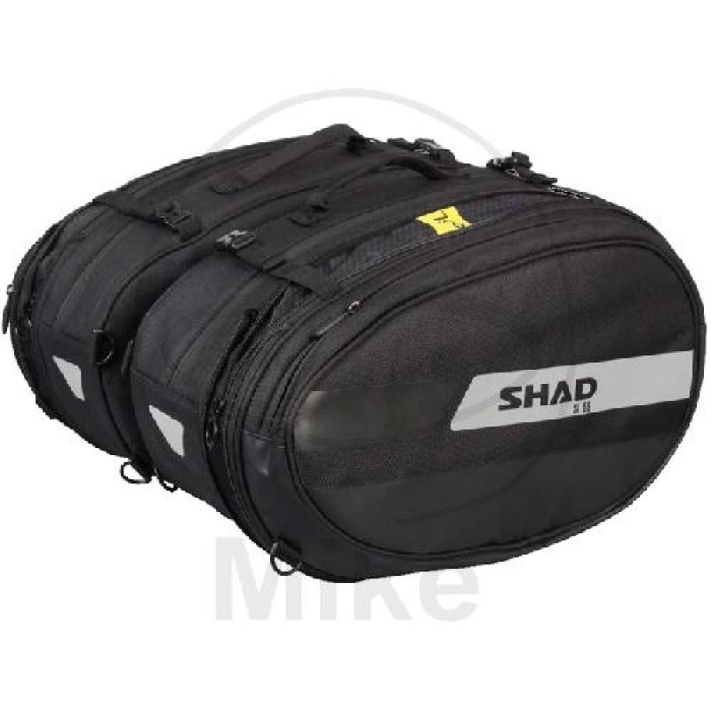 Satteltasche schwarz, 2 x 46 - 58 Liter, Shad